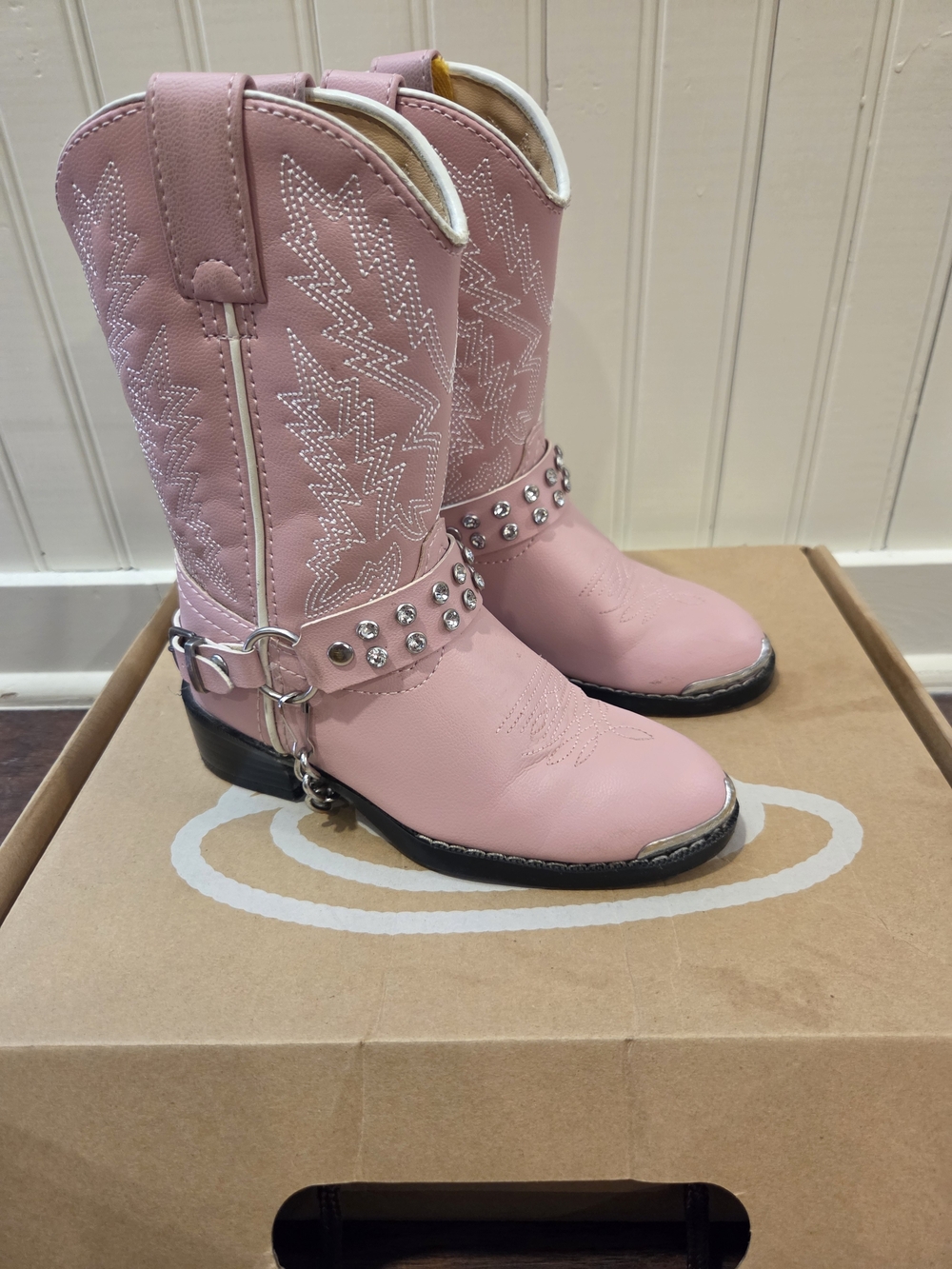 Durango Girls' Pink Western Studded Cowboy Boots, Size 11D